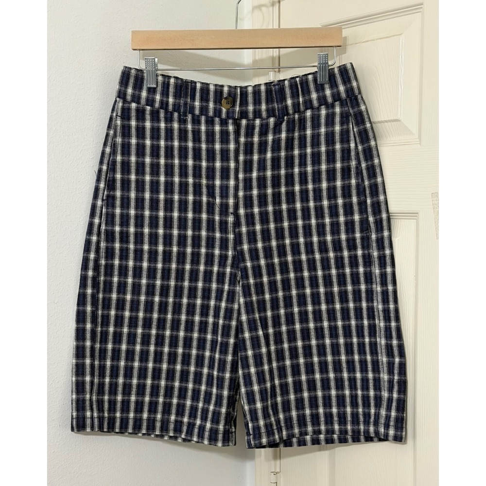 Urban Outfitters Mens sz S P Navy Blue White Plaid Cotton Shorts Indie Prep